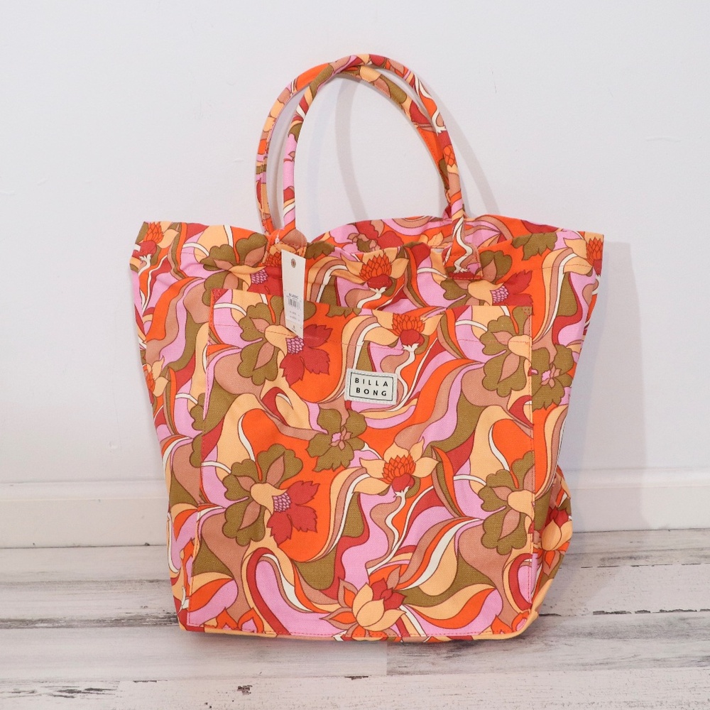 Billabong Oversized Along The Way Large Beach Tote Bag Multicolored NEW